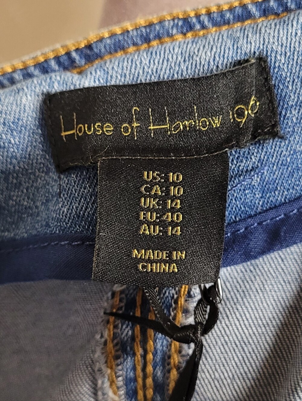 House of Harlow Stretchy Denim Belted Sweetheart Neck Fit & Flare Midi Dress 10 - Picture 12 of 13